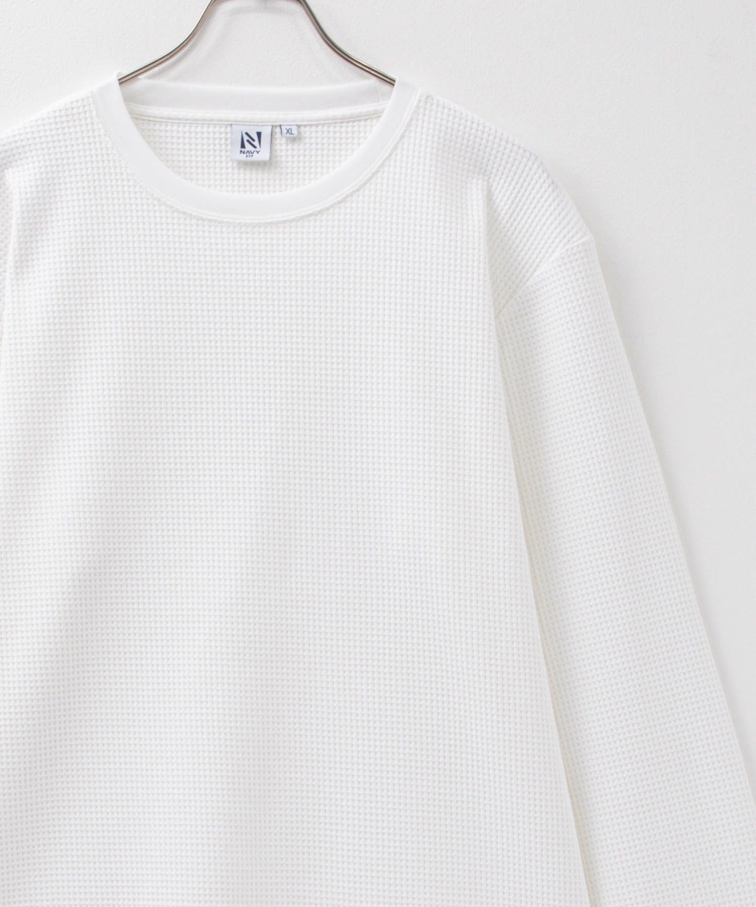 NAVY FIT ストレッチワッフル長袖Tシャツ メンズ商品サムネイル-1