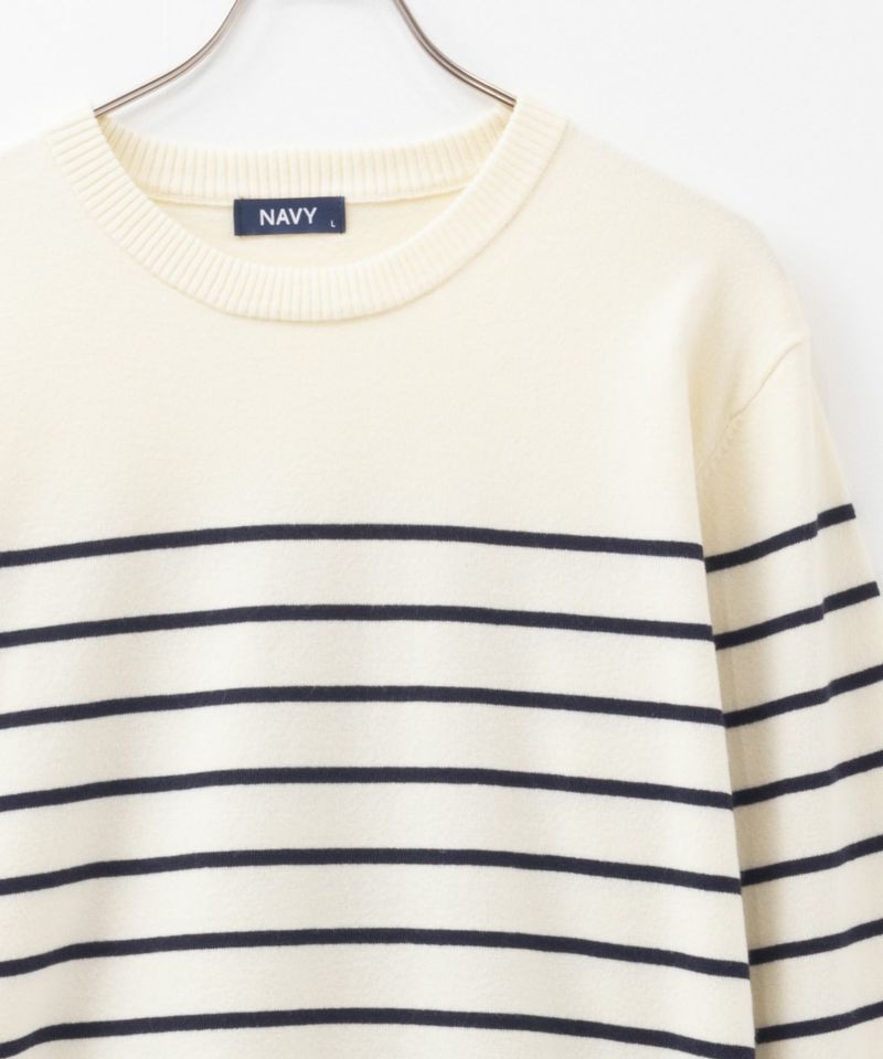 NAVY  素肌ニット ボーダーニット メンズ商品画像-1
