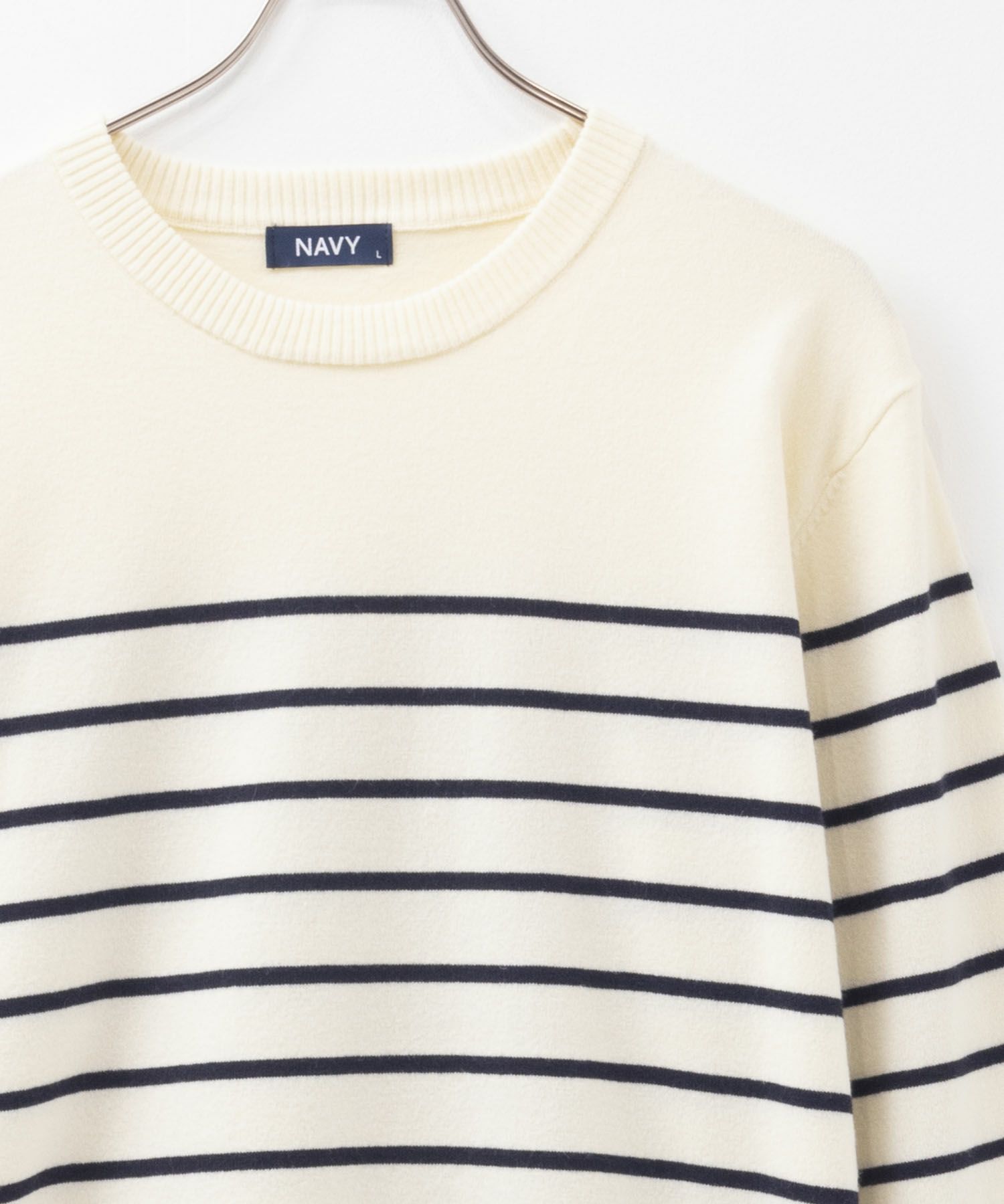 NAVY  素肌ニット ボーダーニット メンズ商品サムネイル-1