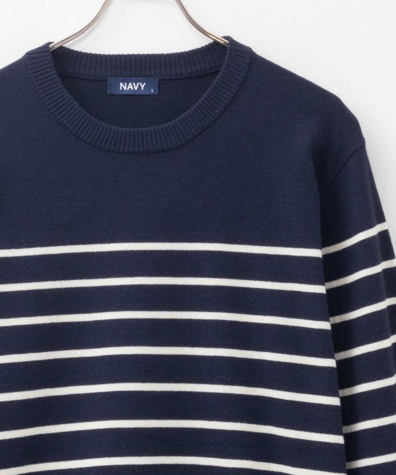 NAVY  素肌ニット ボーダーニット メンズ商品画像-2