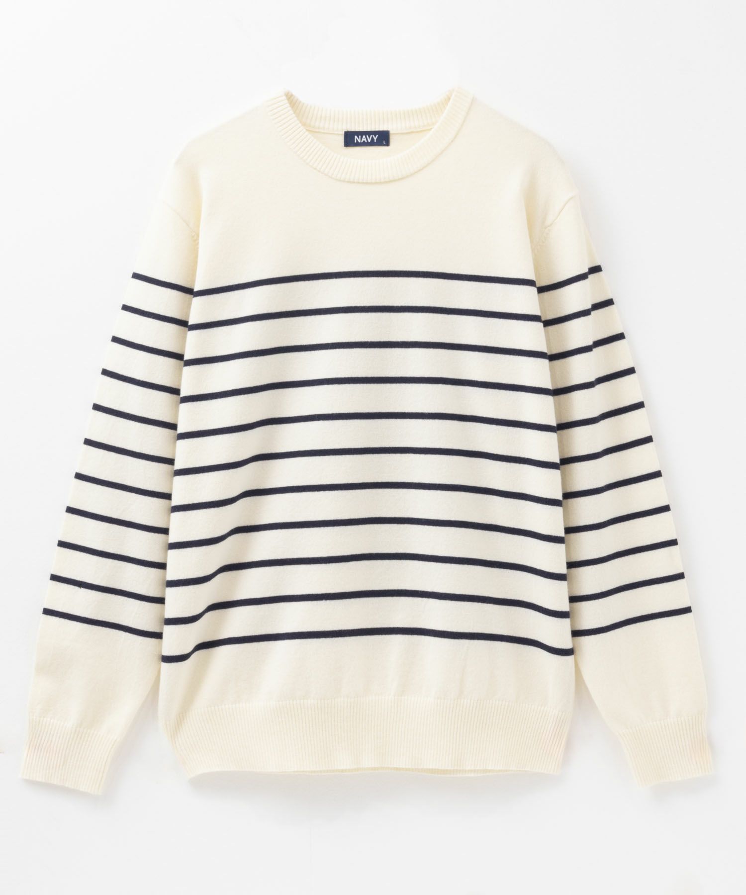 NAVY  素肌ニット ボーダーニット メンズ商品画像-3