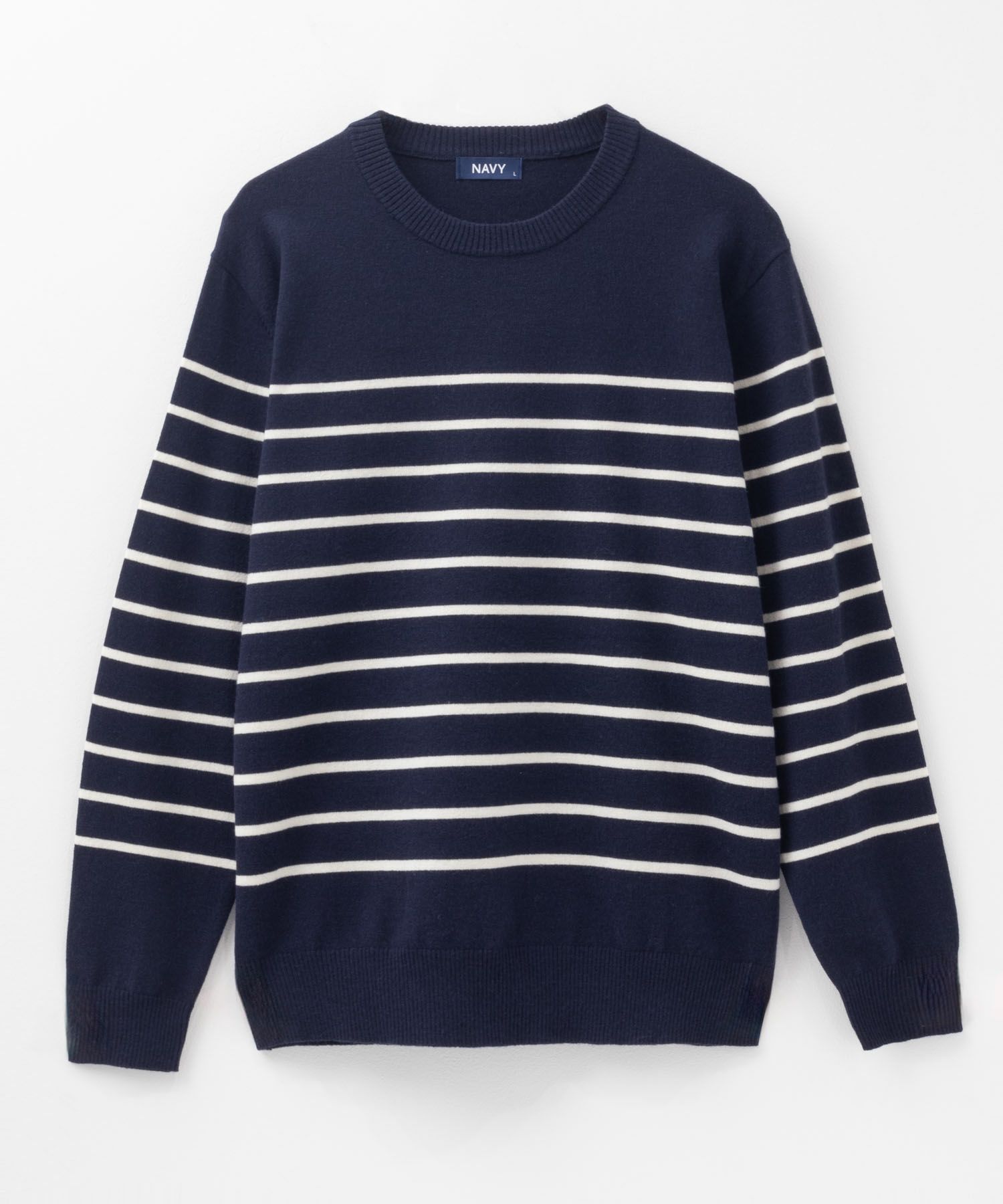 NAVY  素肌ニット ボーダーニット メンズ商品サムネイル-5