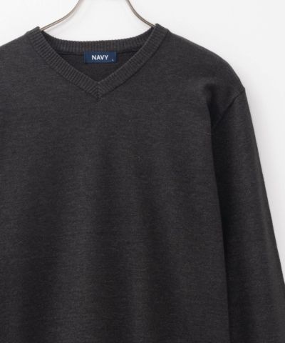 NAVY  素肌ニット Vネック メンズ