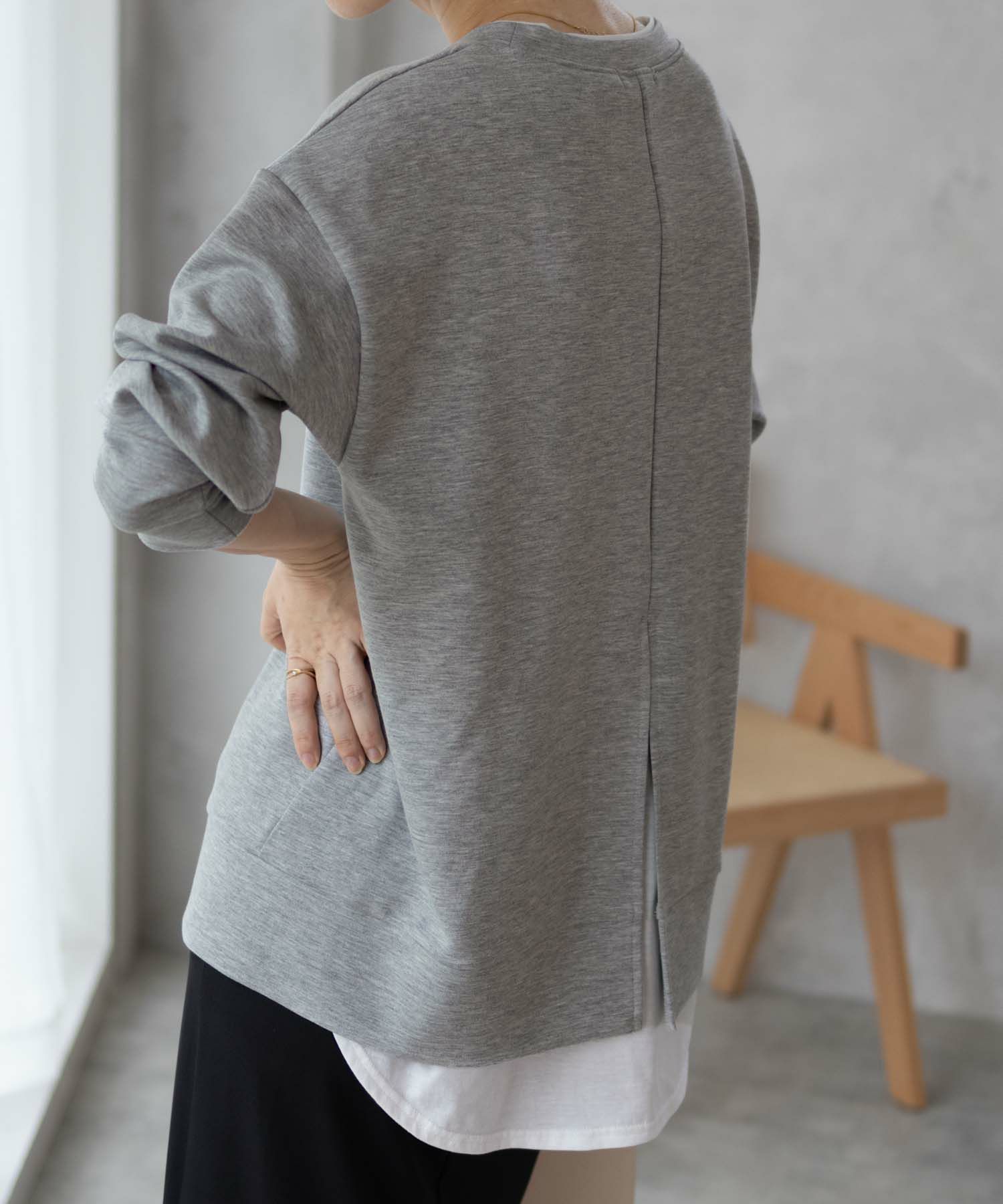 URBAN COLLECTION  ポンチ素材 バックスリットプルオーバー レディース メール便 対応商品商品画像-5