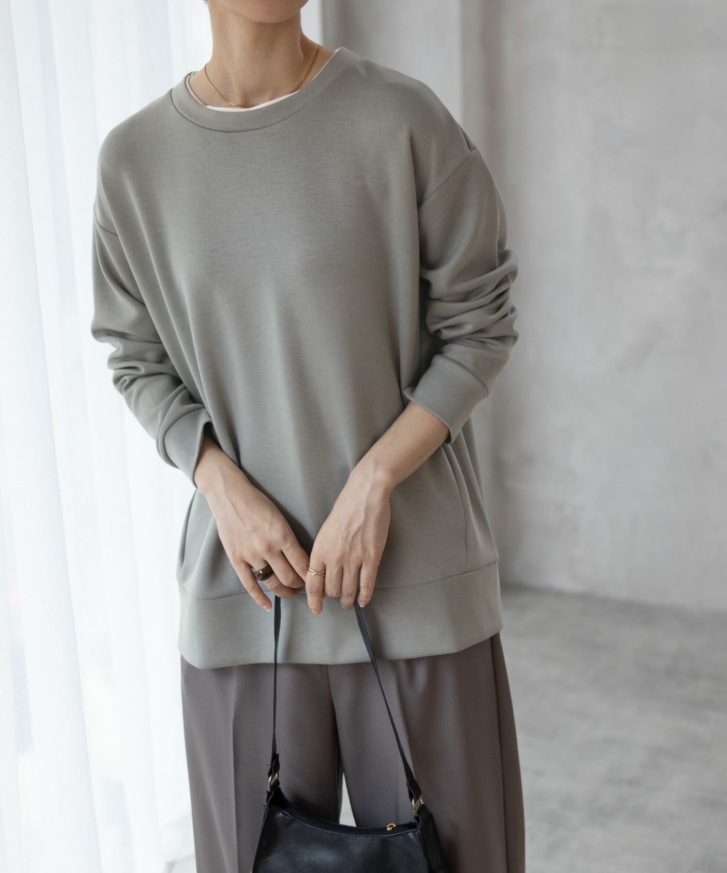 [期間限定価格]URBAN COLLECTION  ポンチ素材 バックスリットプルオーバー レディース メール便 対応商品商品画像-7