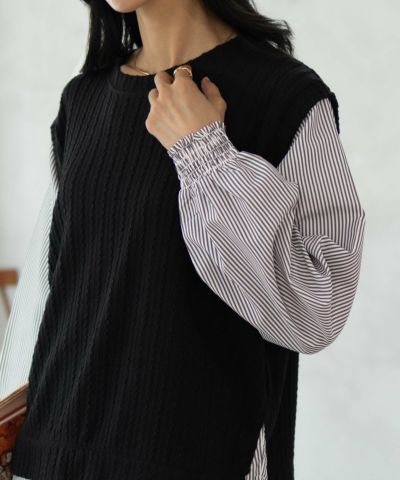 nAvy 時短 フェイクレイヤードプルオーバー レディース