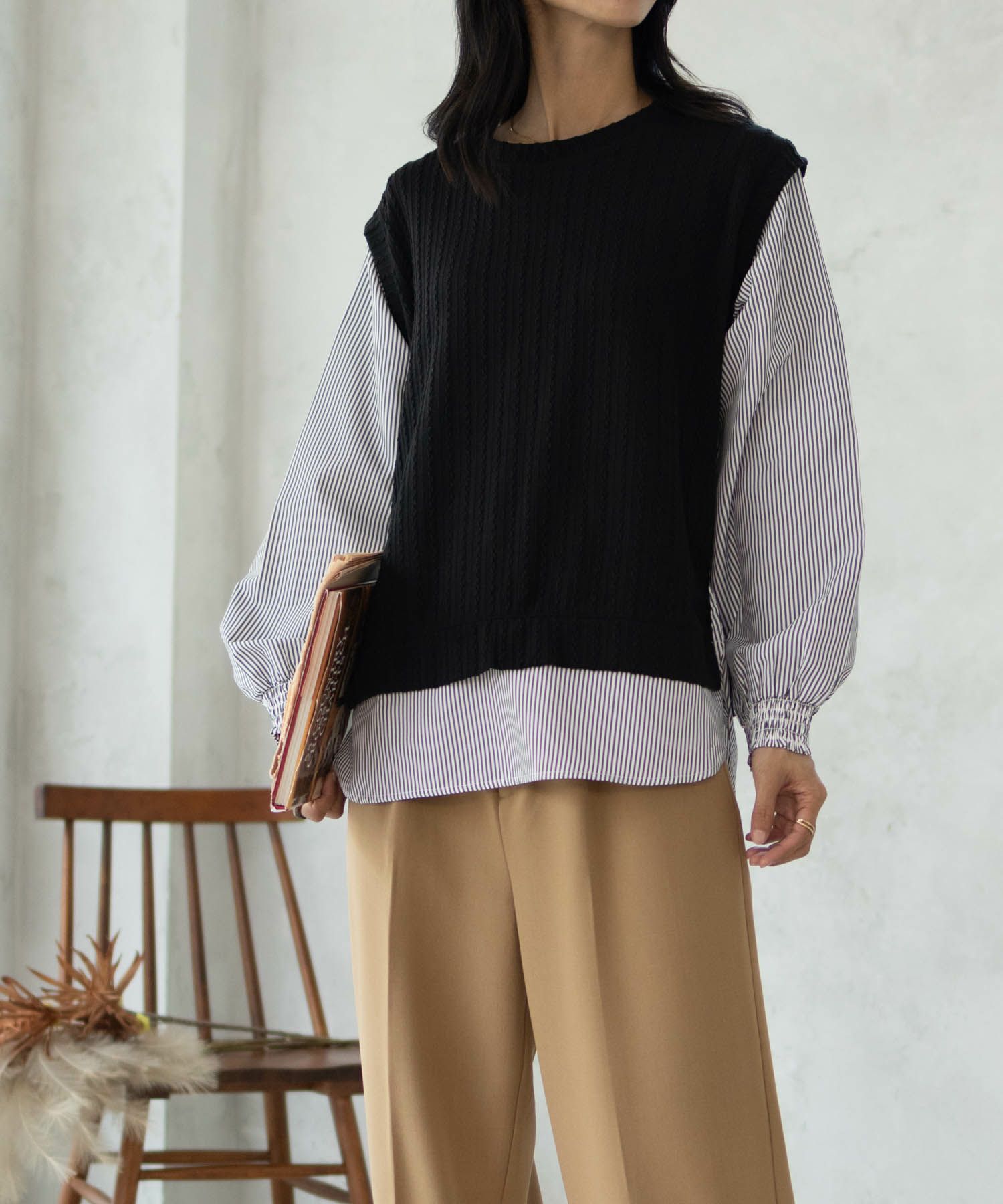 nAvy 時短 フェイクレイヤードプルオーバー レディース商品画像-2