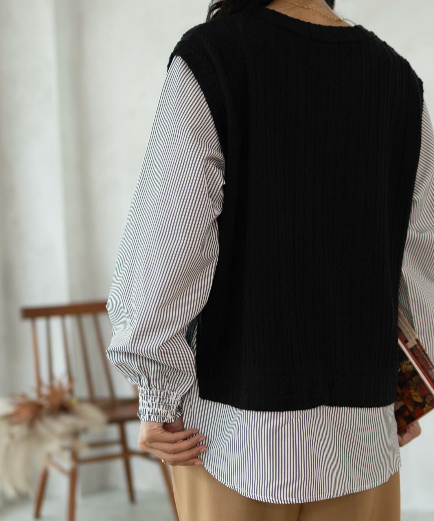 nAvy 時短 フェイクレイヤードプルオーバー レディース商品画像-4