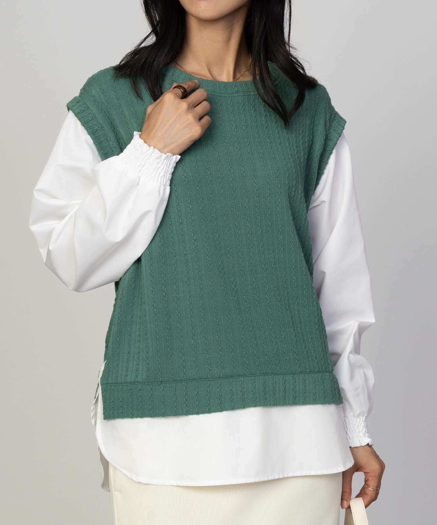 nAvy 時短 フェイクレイヤードプルオーバー レディース商品画像-17