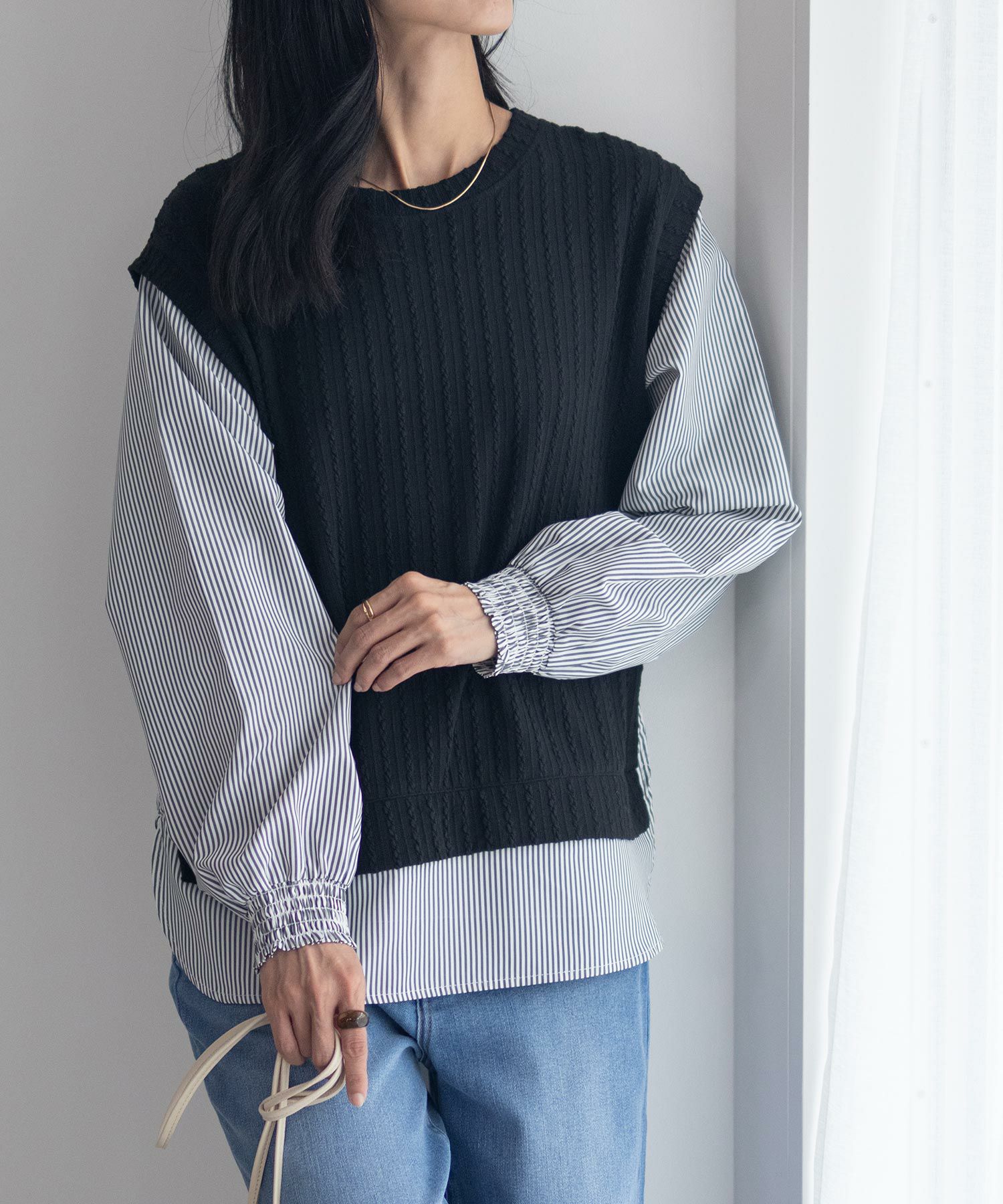 nAvy 時短 フェイクレイヤードプルオーバー レディース商品画像-32