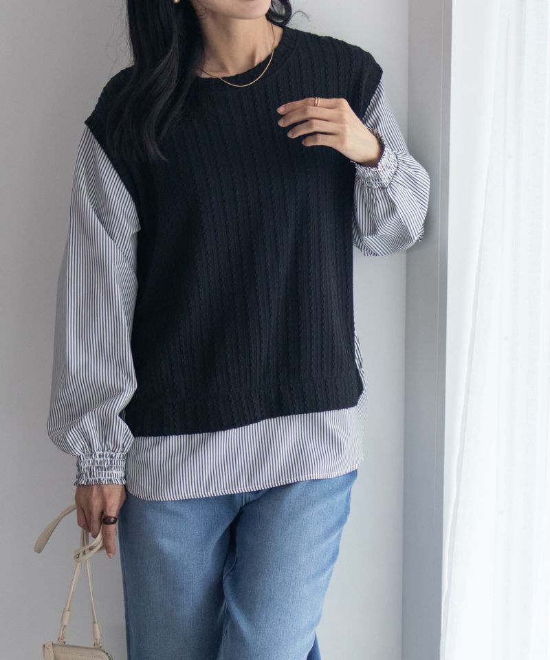 nAvy 時短 フェイクレイヤードプルオーバー レディース商品画像-33