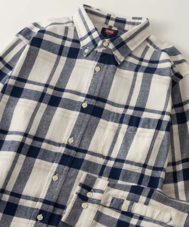 EDWIN  ボタンダウンチェックシャツ メンズ商品画像-1