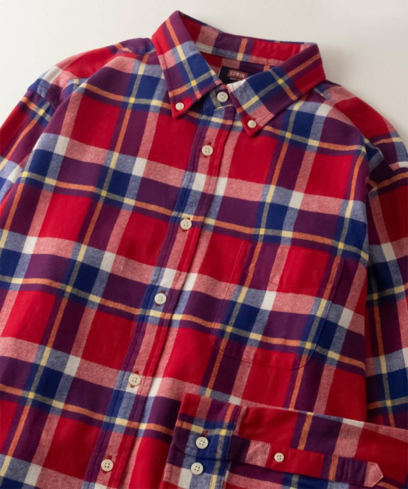 EDWIN  ボタンダウンチェックシャツ メンズ商品画像-2