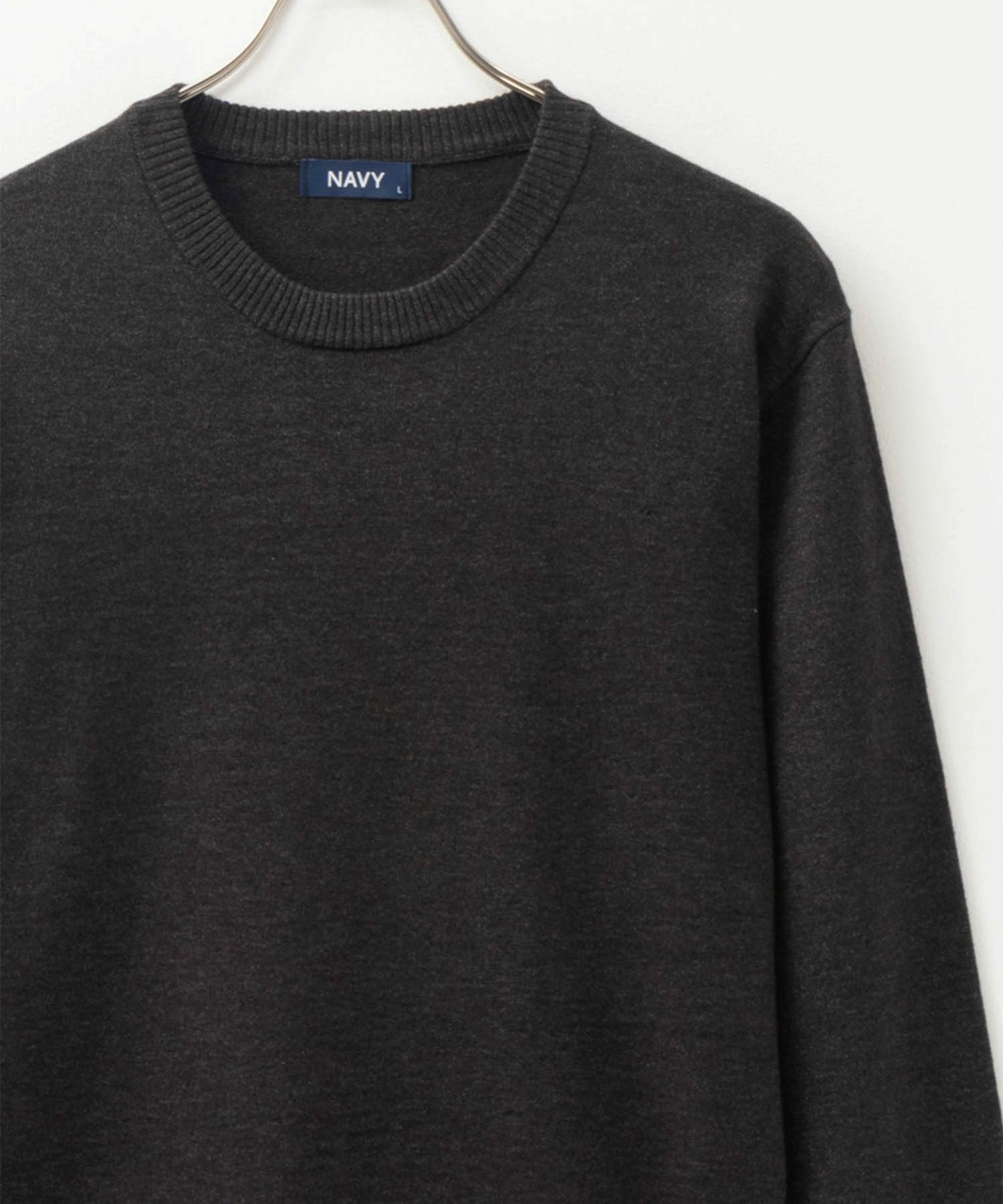 NAVY  素肌ニット クルーネック メンズ商品画像-1