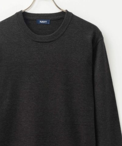 NAVY  素肌ニット クルーネック メンズ