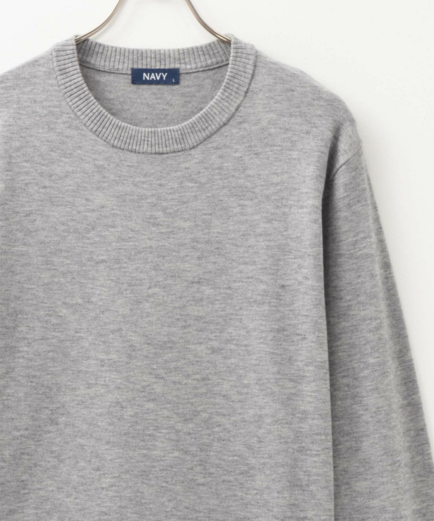 NAVY  素肌ニット クルーネック メンズ商品画像-2