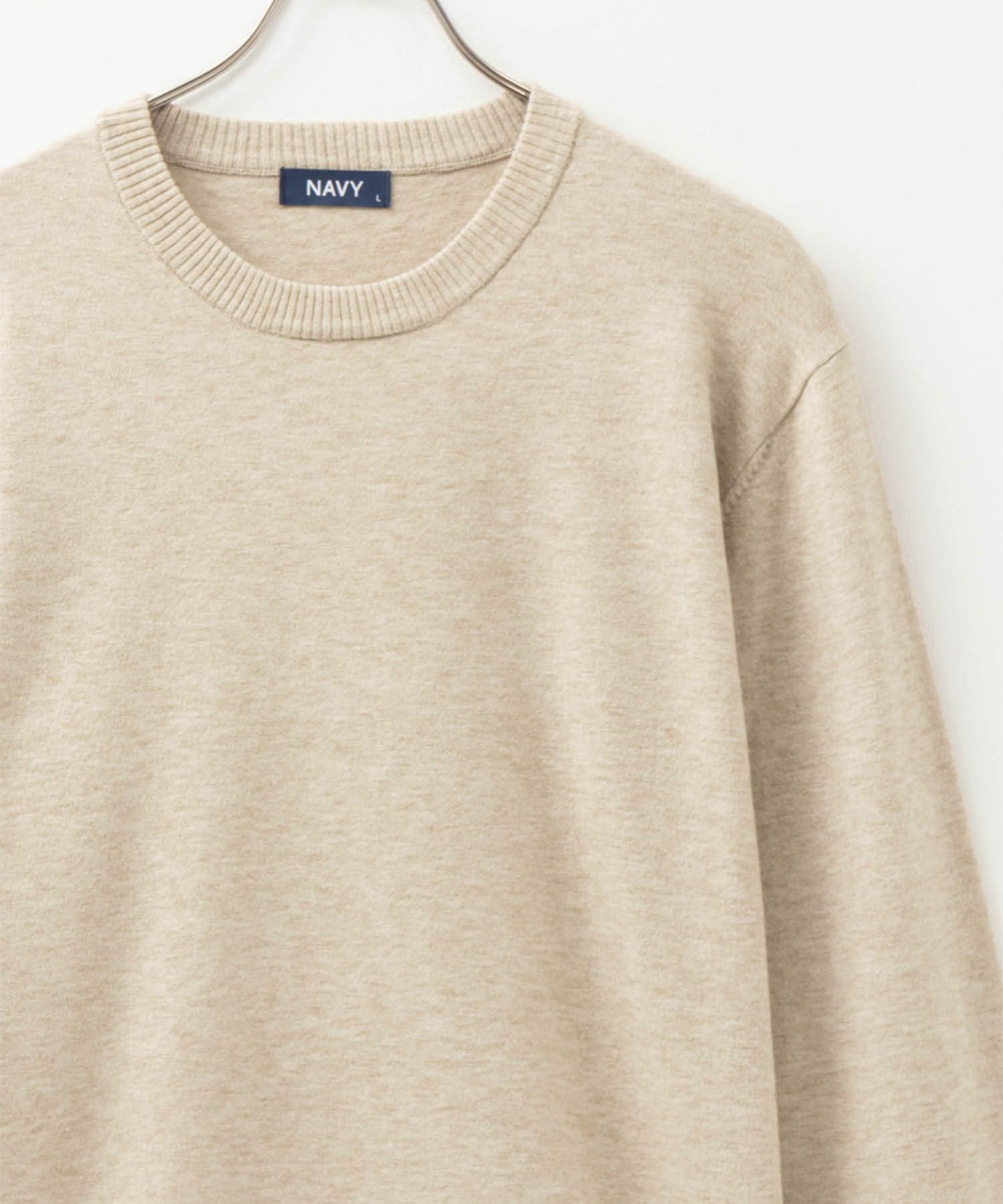 NAVY  素肌ニット クルーネック メンズ商品画像-4