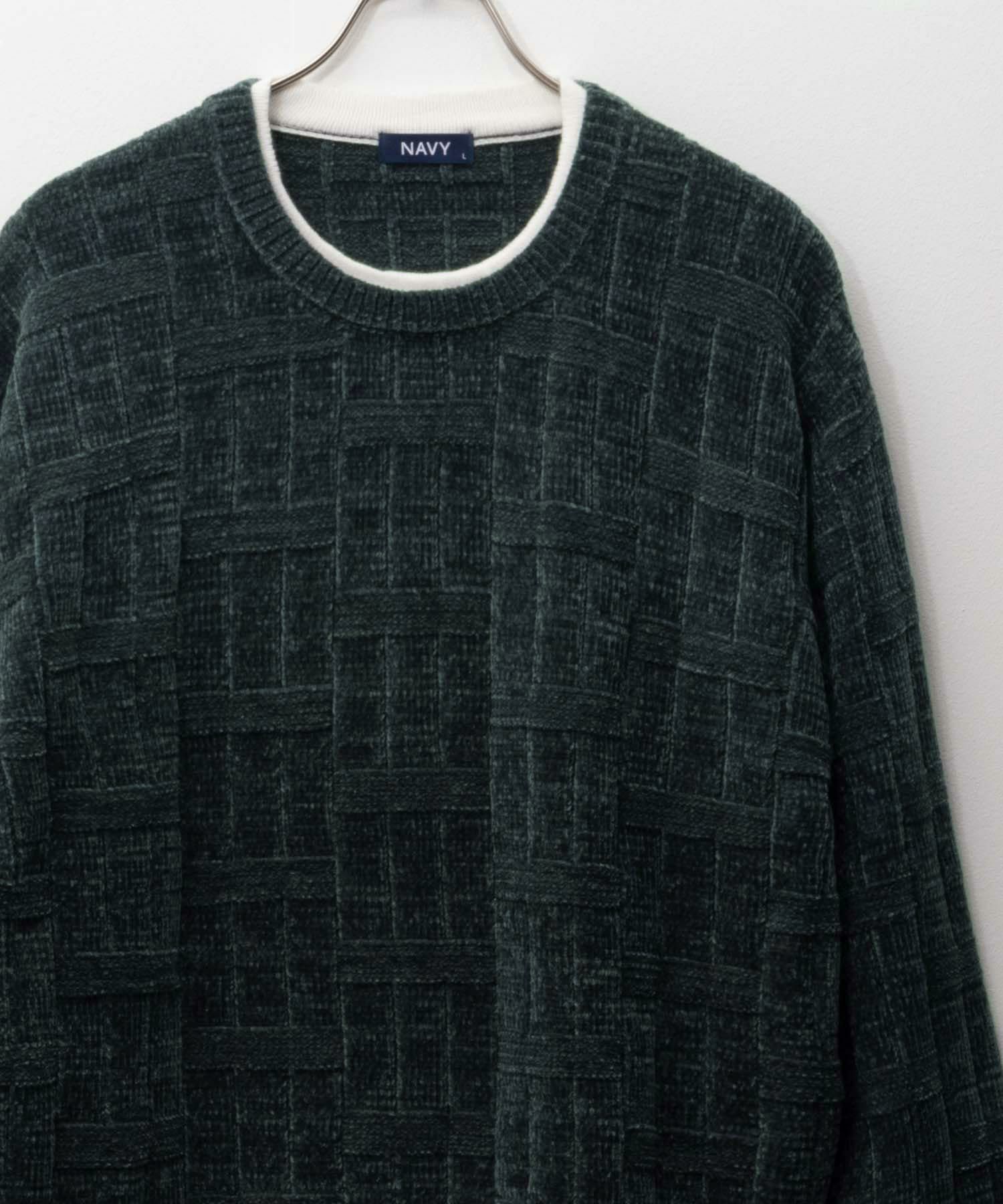 NAVY リンクスモールフェイクレイヤードニット メンズ商品画像-3