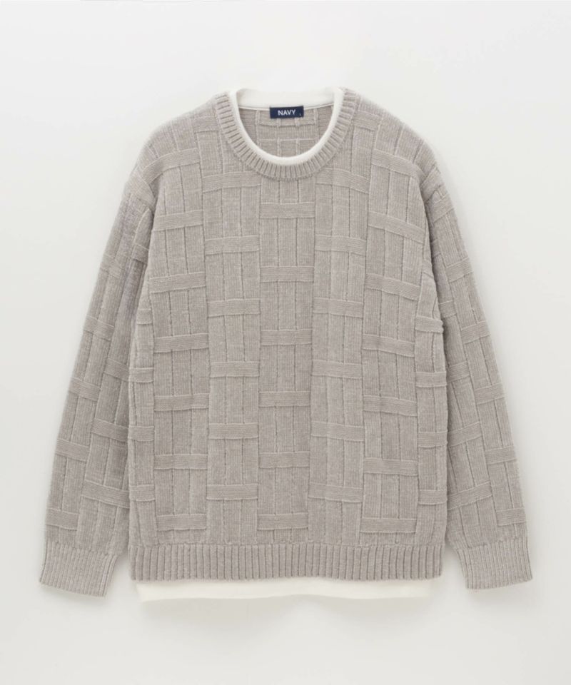 NAVY リンクスモールフェイクレイヤードニット メンズ商品画像-4