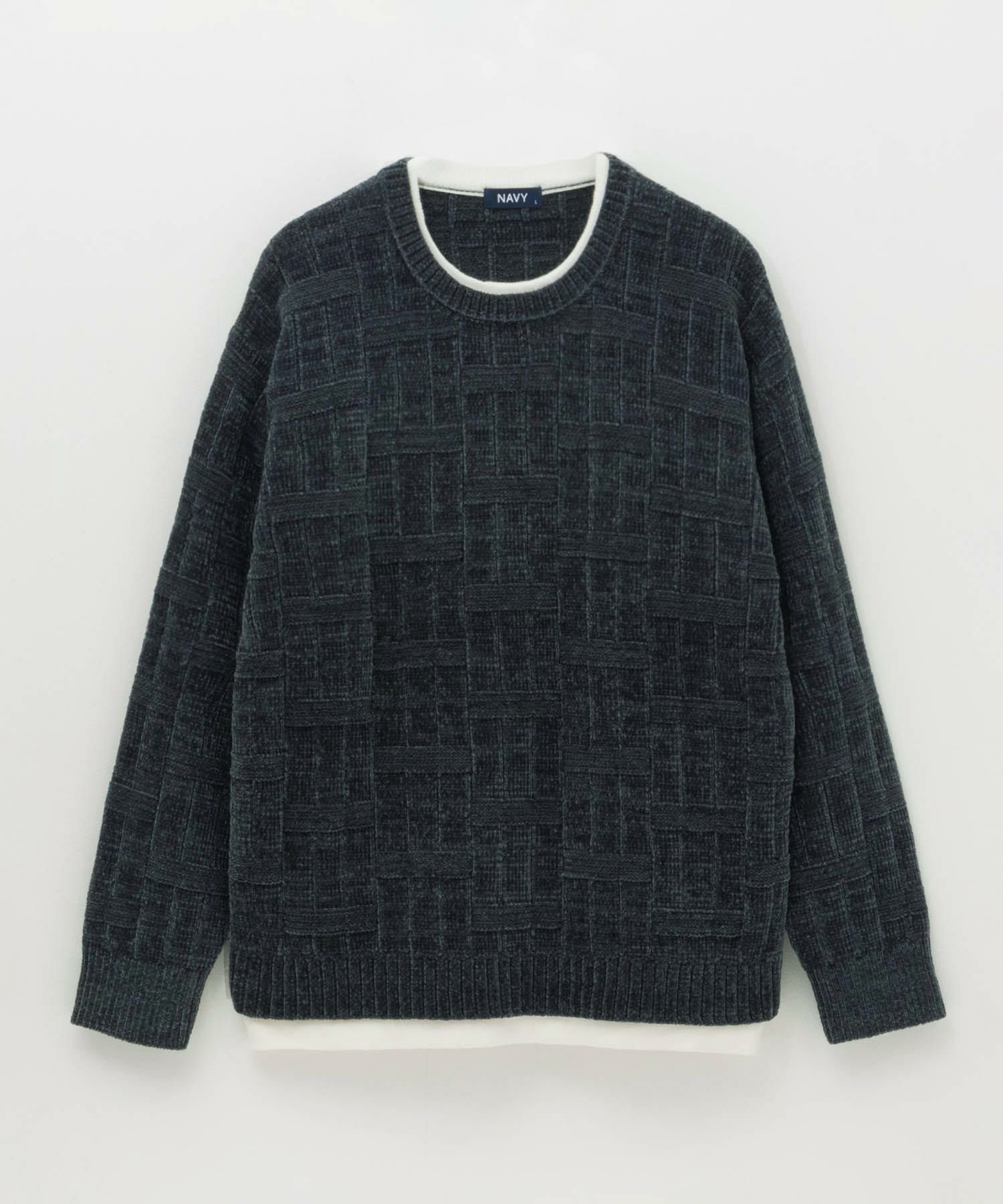 [さらに50%OFF]NAVY リンクスモールフェイクレイヤードニット メンズ商品画像-8