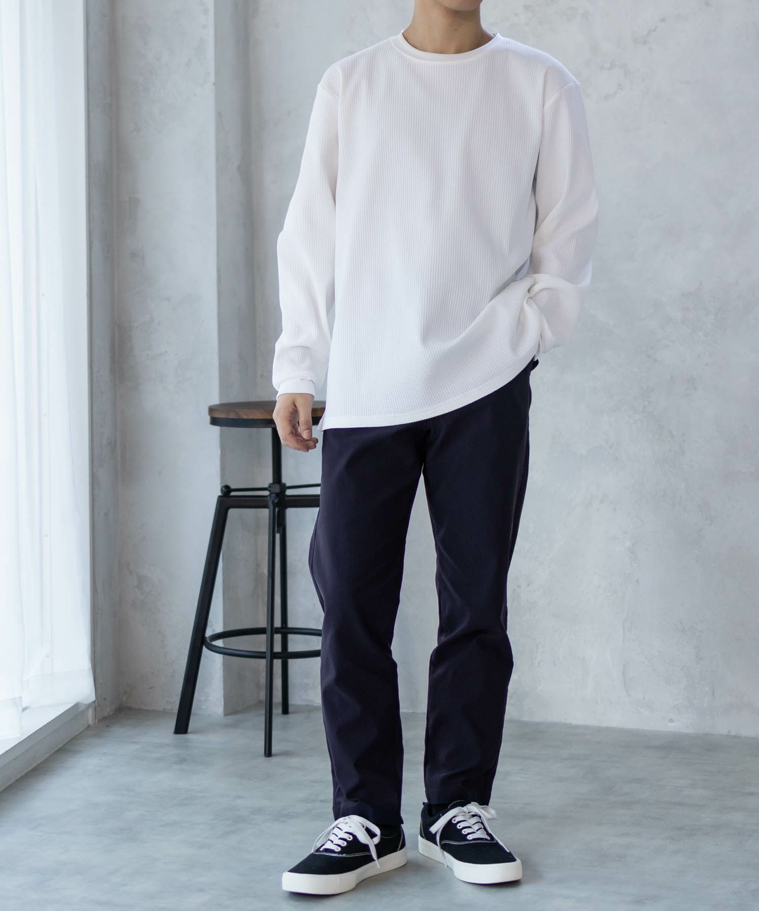 NAVY FIT 裏起毛テーパードパンツ メンズ