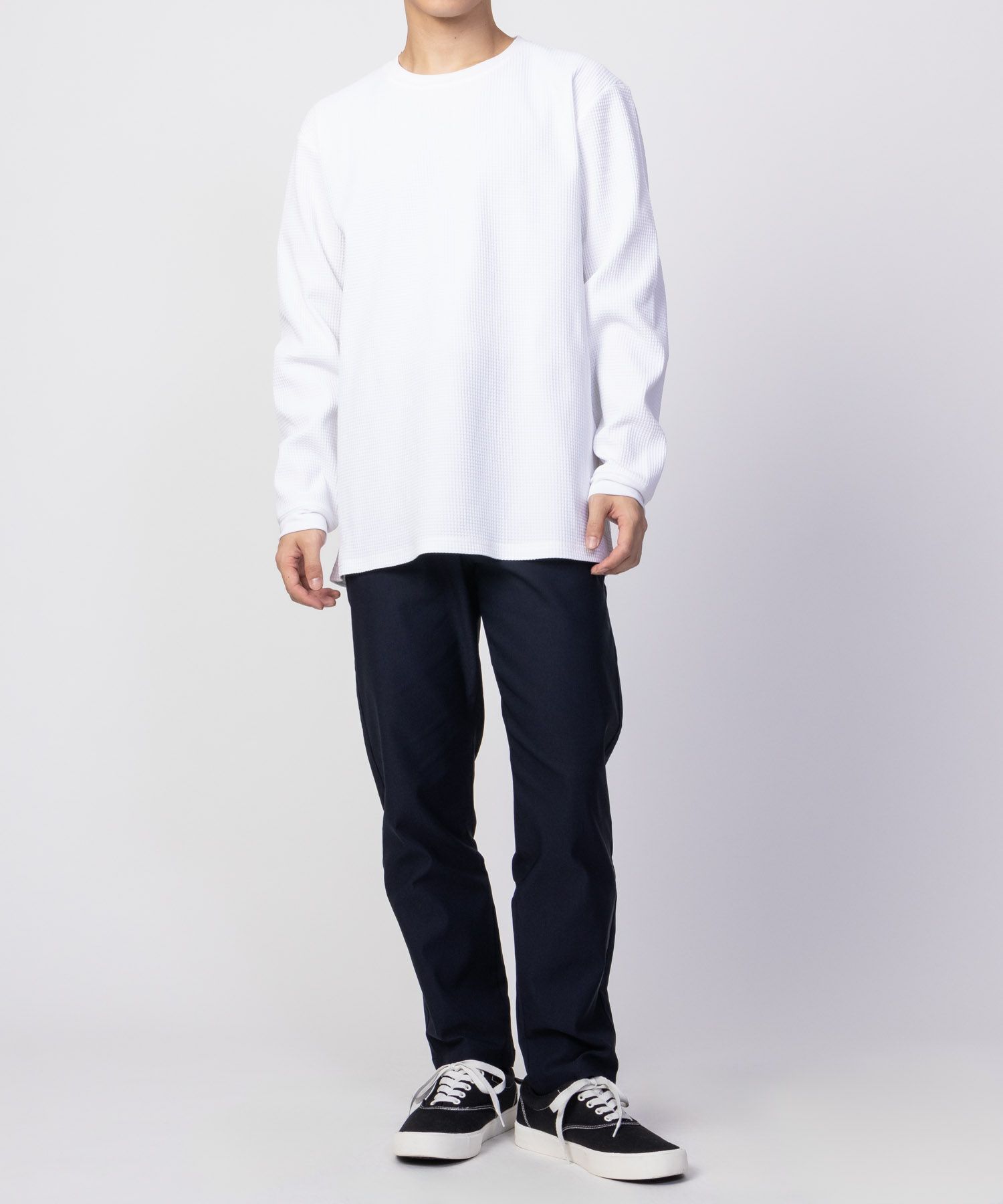 NAVY FIT 裏起毛テーパードパンツ メンズ