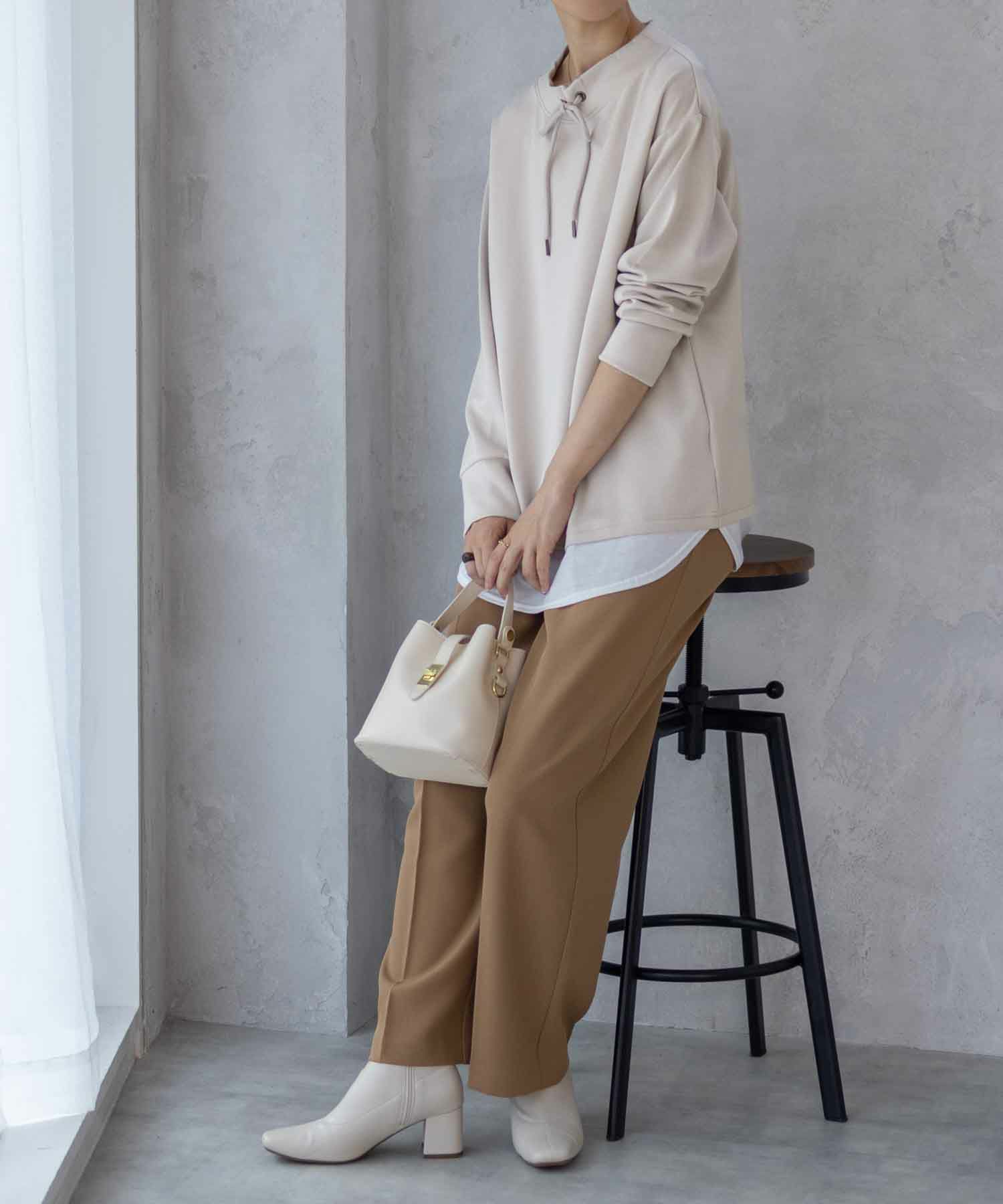 URBAN COLLECTION ポンチ素材 裾レイヤードプルオーバー レディース