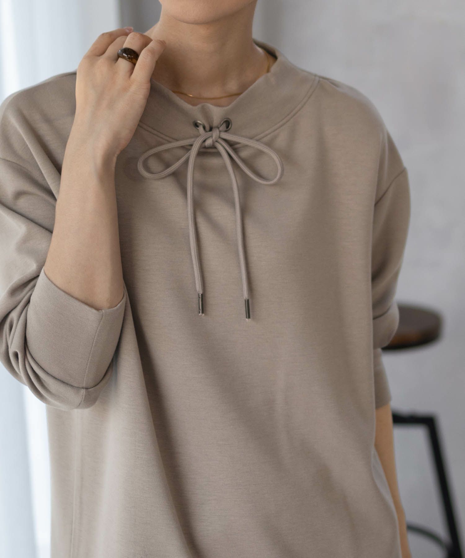 [期間限定価格]URBAN COLLECTION  ポンチ素材 裾レイヤードプルオーバー レディース商品画像-7