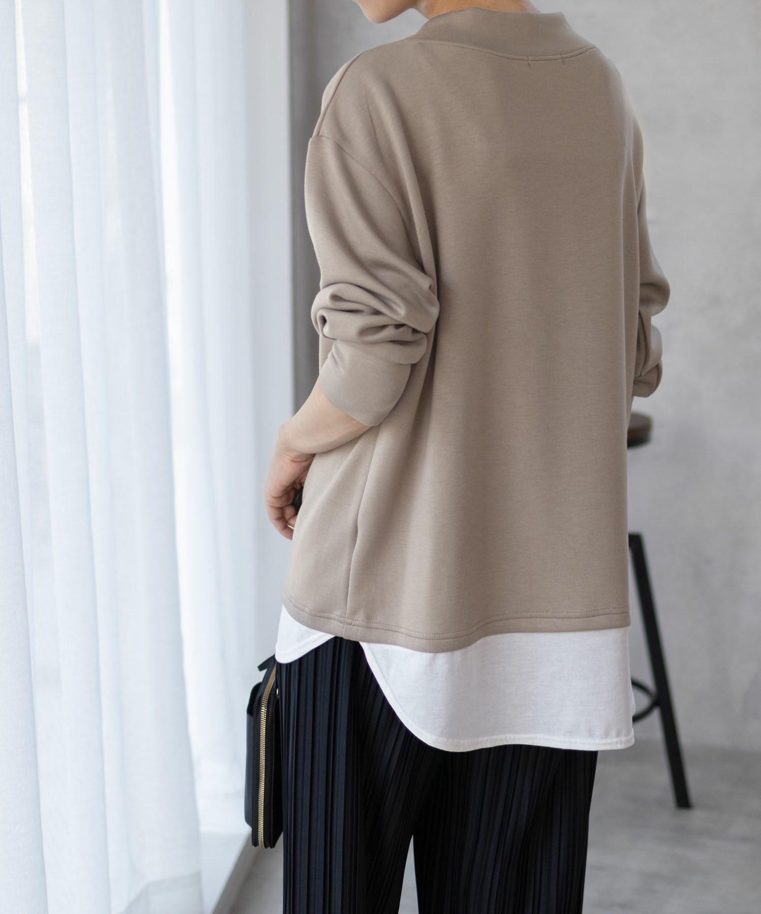 [期間限定価格]URBAN COLLECTION  ポンチ素材 裾レイヤードプルオーバー レディース商品サムネイル-8