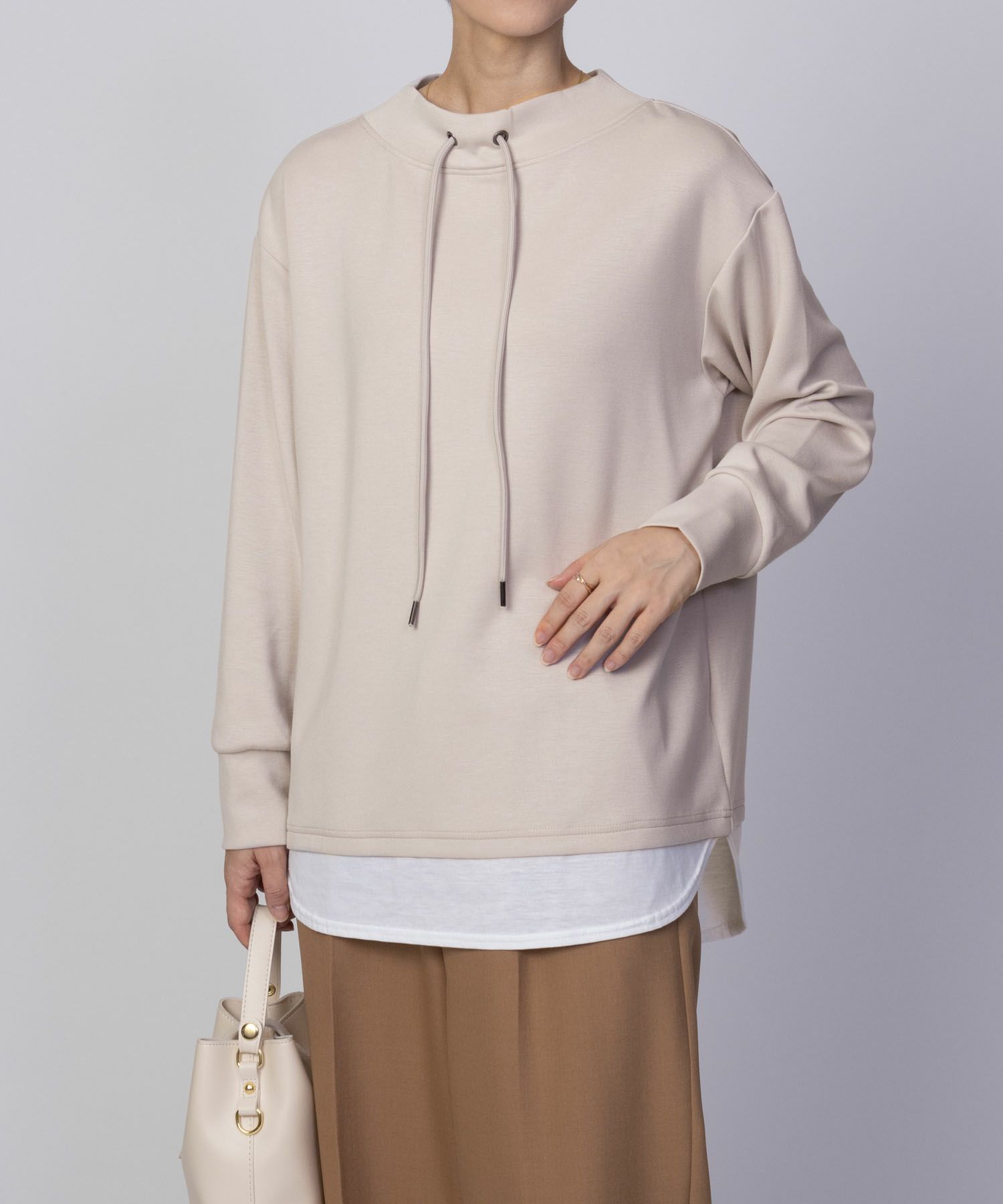 [期間限定価格]URBAN COLLECTION  ポンチ素材 裾レイヤードプルオーバー レディース商品画像-10