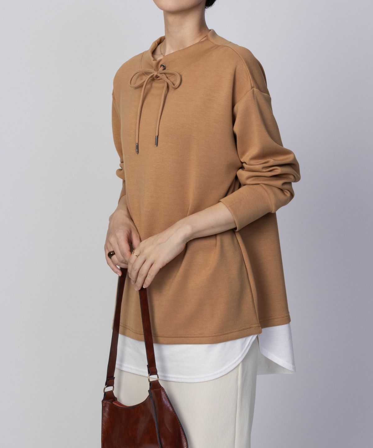 URBAN COLLECTION ポンチ素材 裾レイヤードプルオーバー レディース