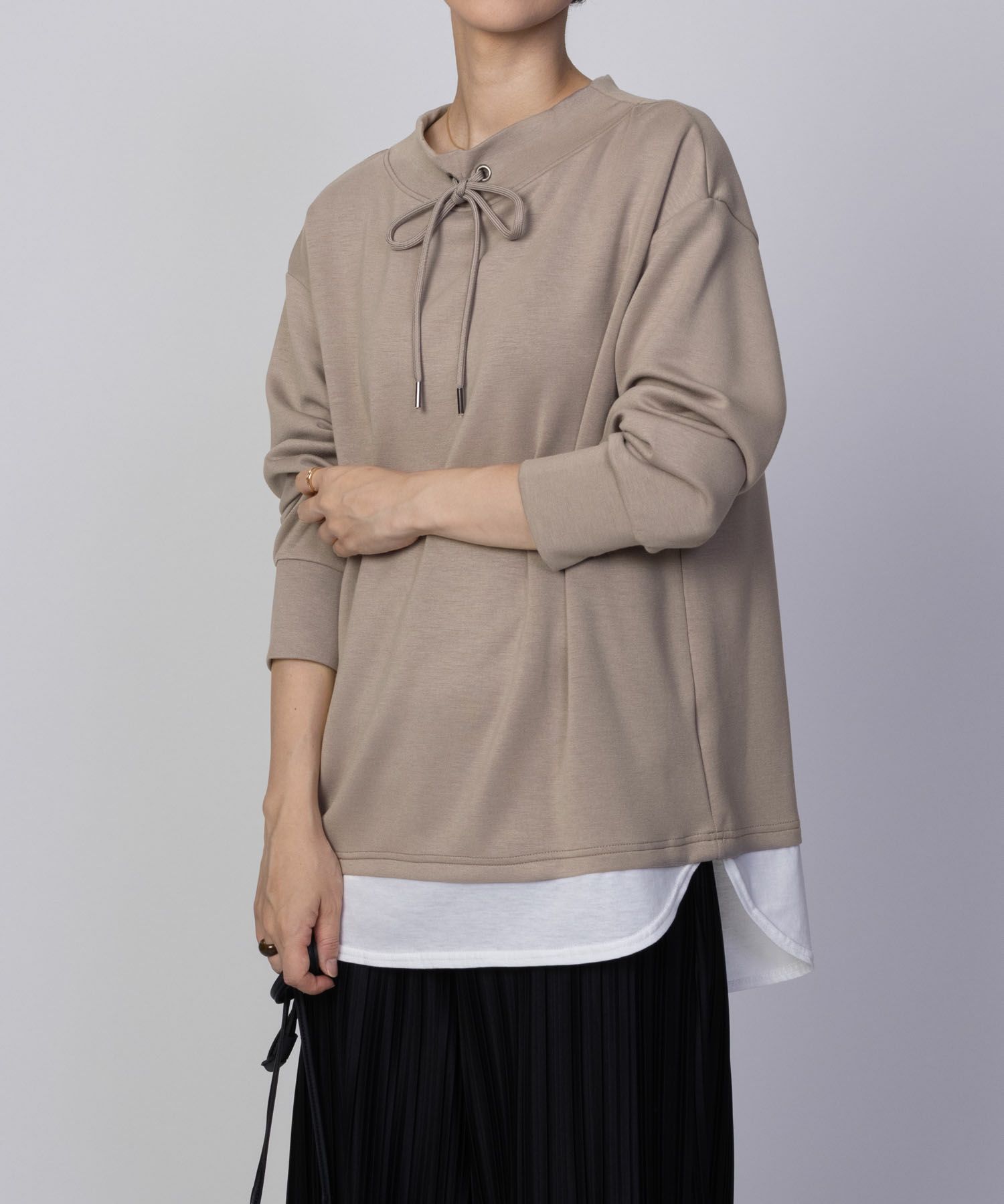 URBAN COLLECTION  ポンチ素材 裾レイヤードプルオーバー レディース商品画像-12
