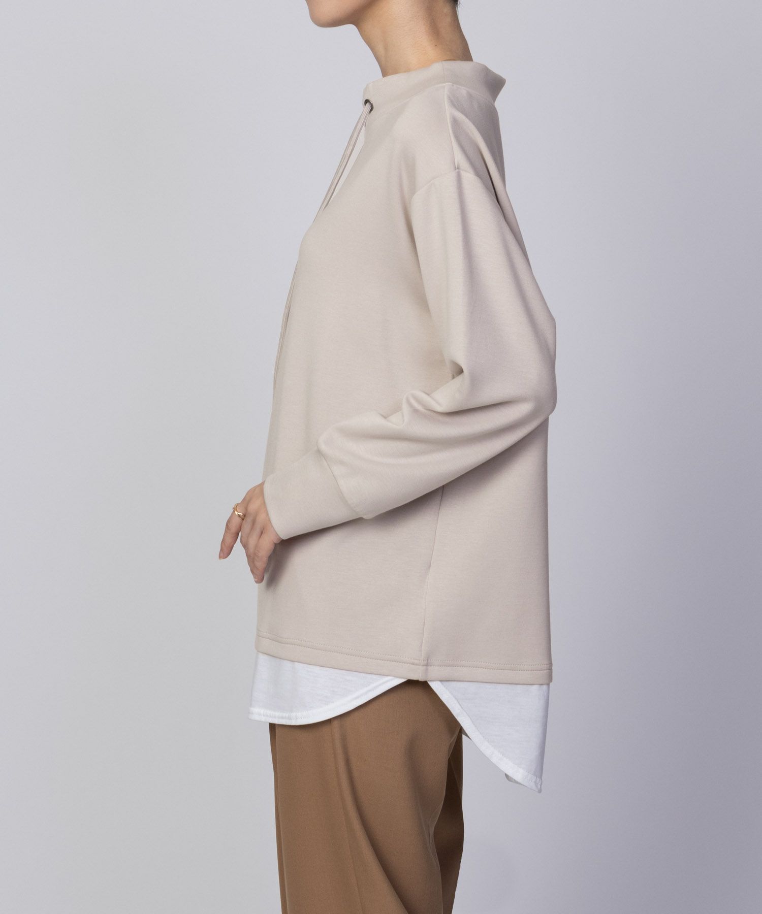 [期間限定価格]URBAN COLLECTION  ポンチ素材 裾レイヤードプルオーバー レディース商品サムネイル-16