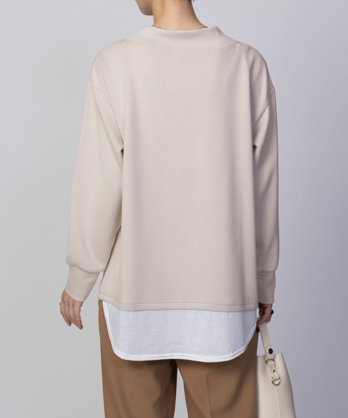 URBAN COLLECTION ポンチ素材 裾レイヤードプルオーバー レディース