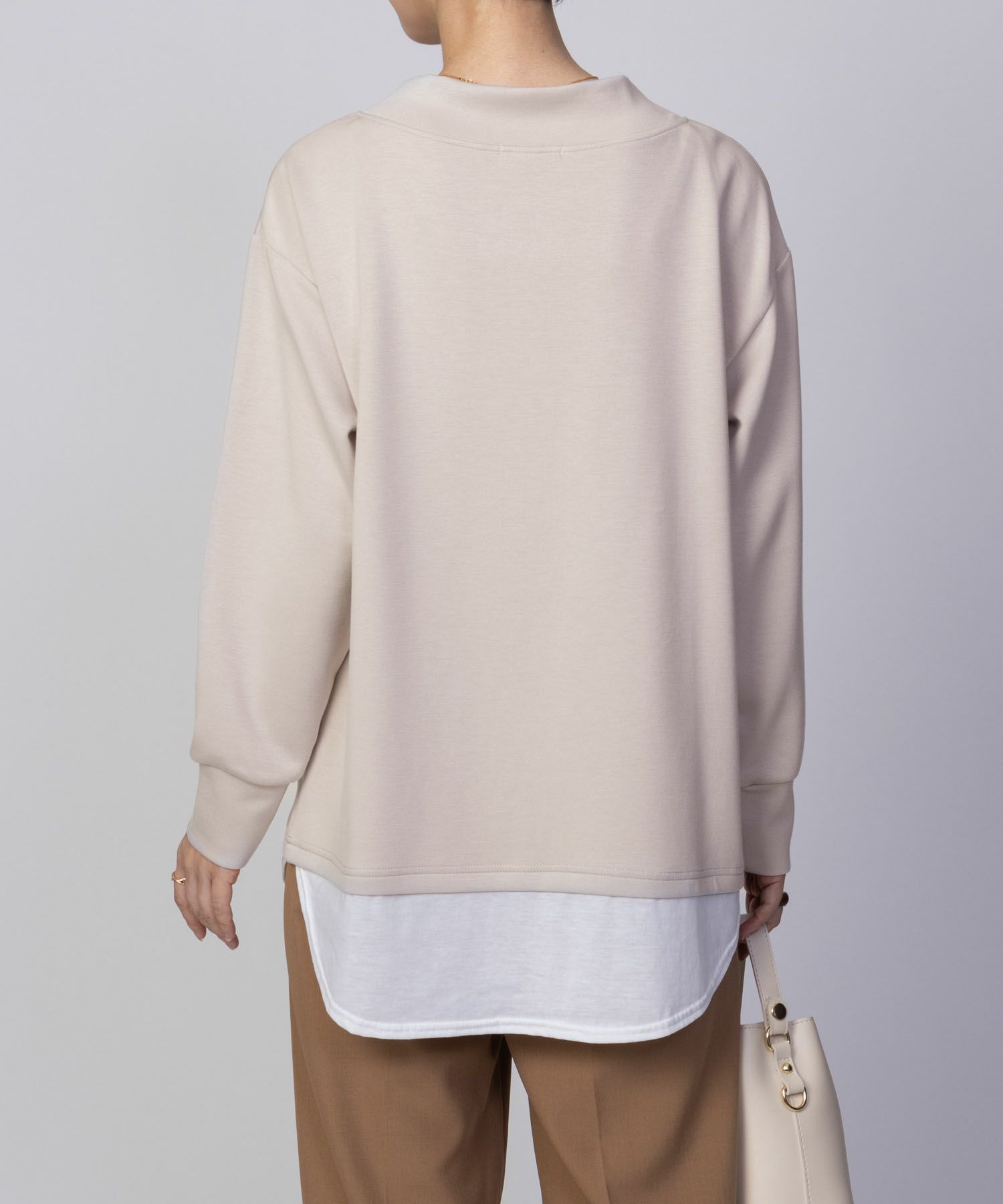 URBAN COLLECTION ポンチ素材 裾レイヤードプルオーバー レディース