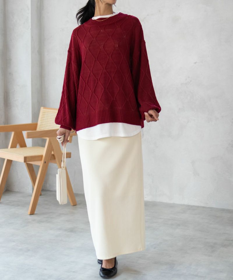 nAvy 時短 フェイクレイヤード ニットプルオーバー レディース商品画像-2