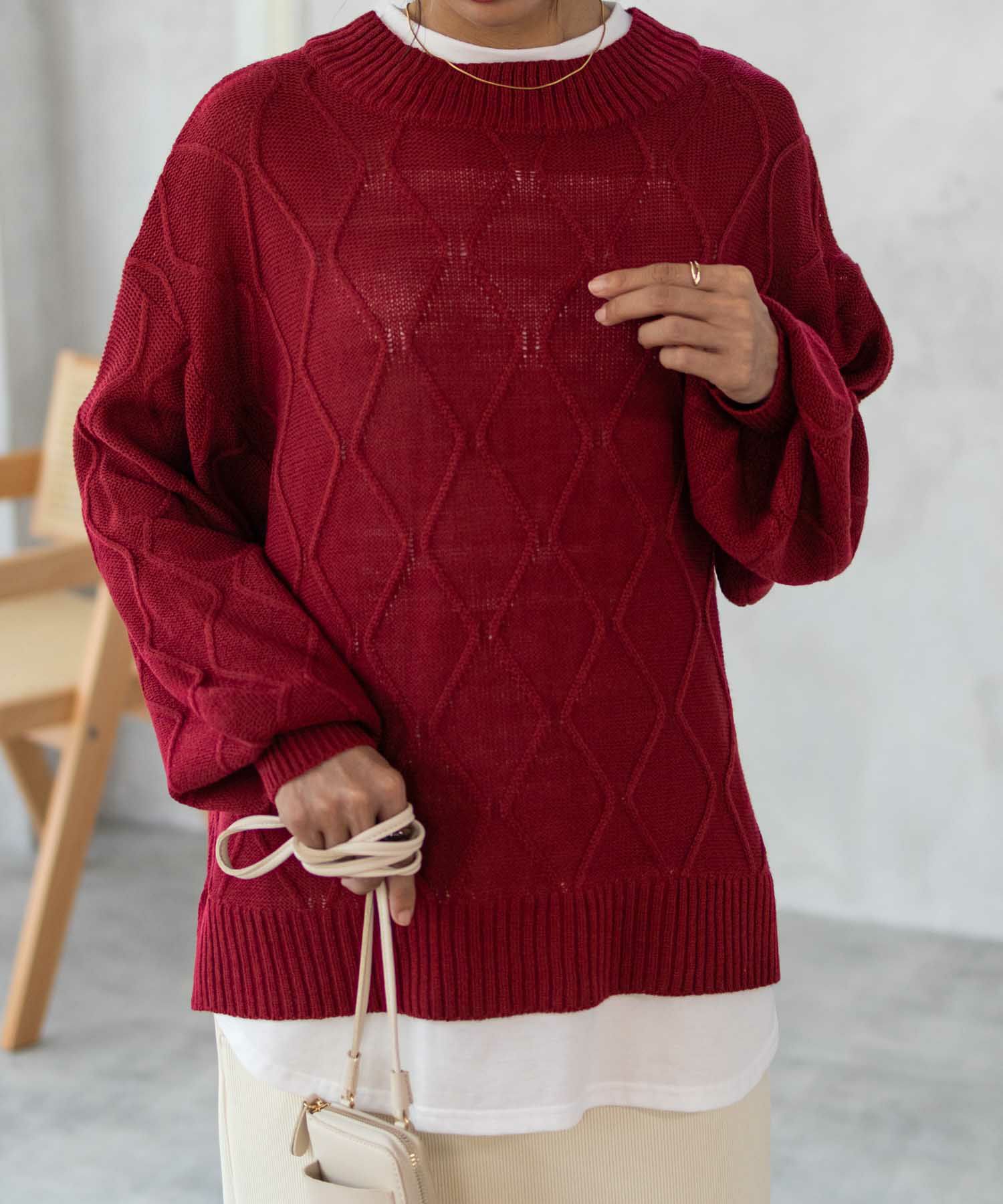 [さらに50%OFF]nAvy 時短 フェイクレイヤード ニットプルオーバー レディース商品画像-3