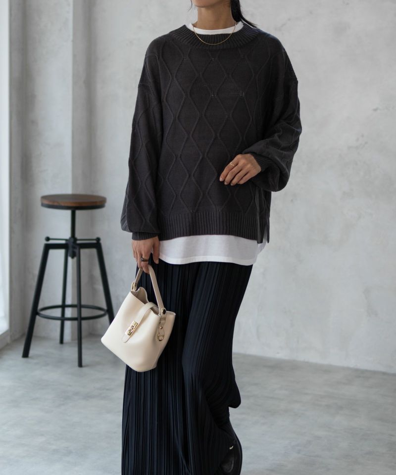 nAvy 時短 フェイクレイヤード ニットプルオーバー レディース商品画像-5