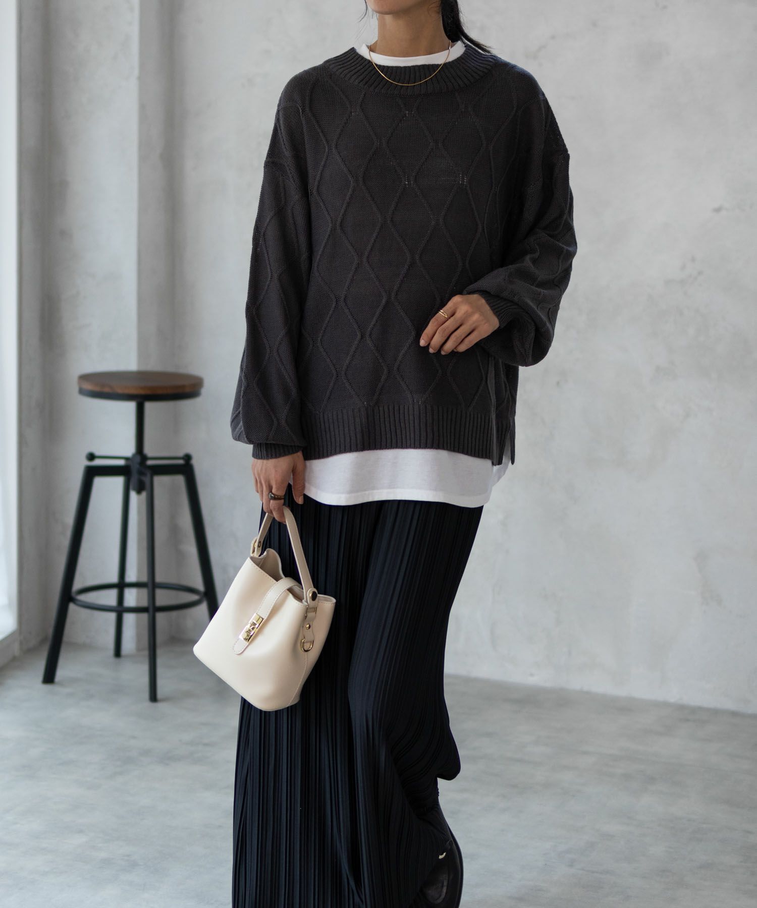 [さらに50%OFF]nAvy 時短 フェイクレイヤード ニットプルオーバー レディース商品画像-5