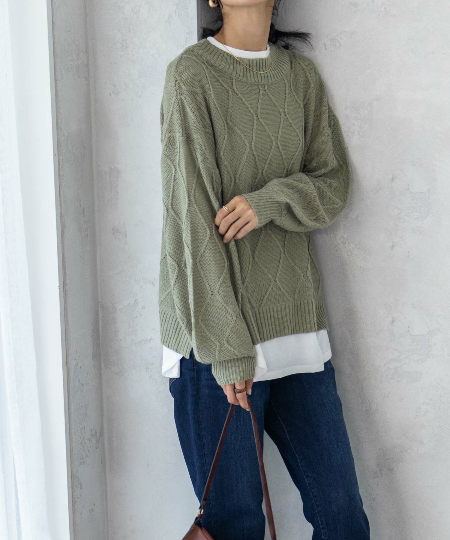 [さらに50%OFF]nAvy 時短 フェイクレイヤード ニットプルオーバー レディース商品画像-8