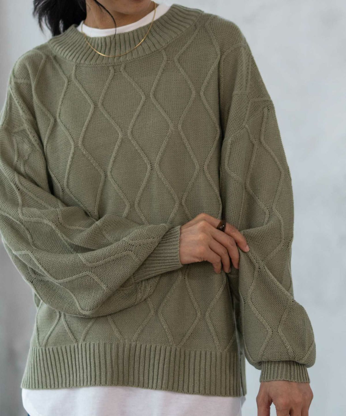 NAVY 時短 フェイクレイヤード ニットプルオーバー レディース