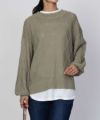NAVY 時短 フェイクレイヤード ニットプルオーバー レディース