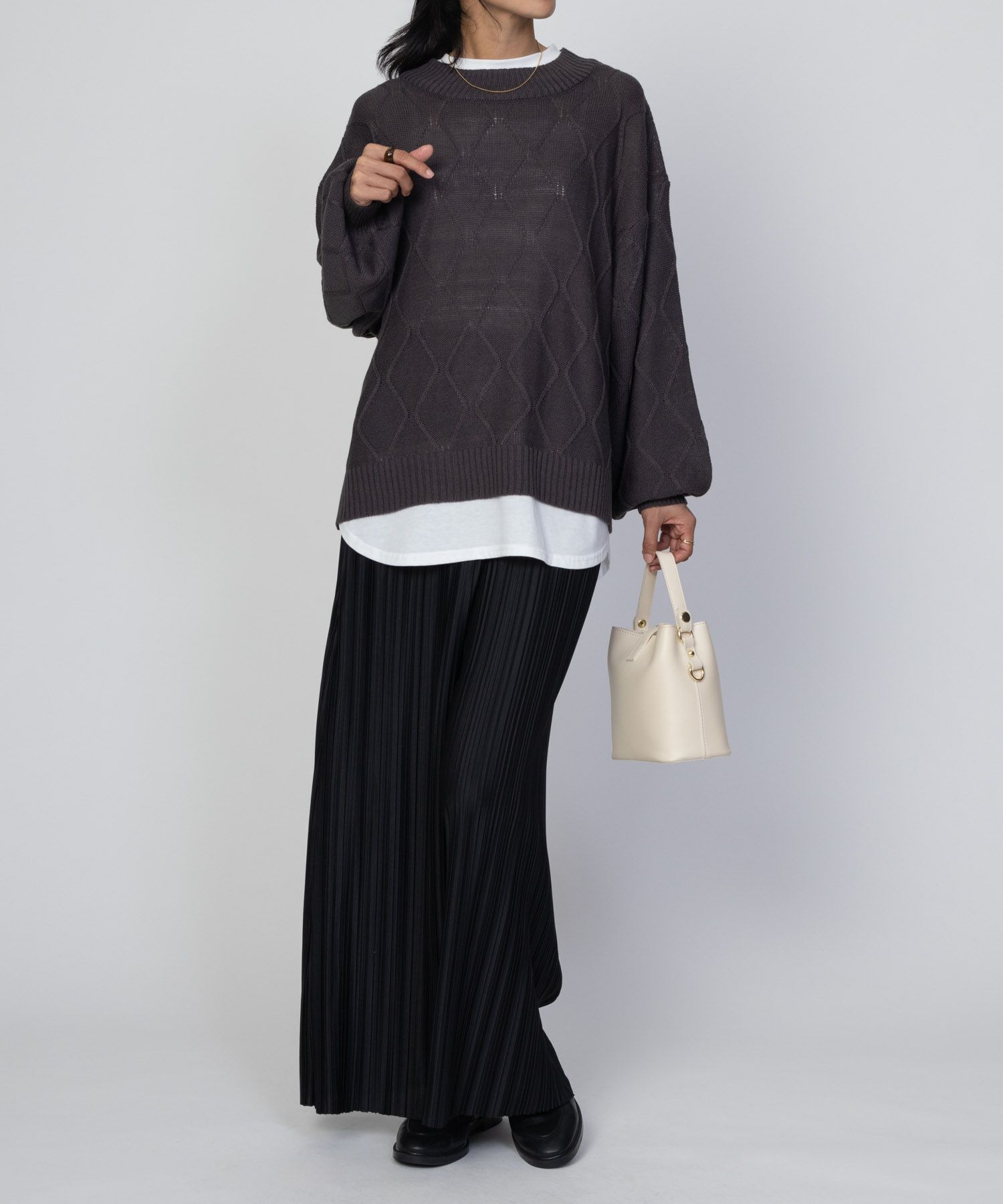 [さらに50%OFF]nAvy 時短 フェイクレイヤード ニットプルオーバー レディース商品画像-15