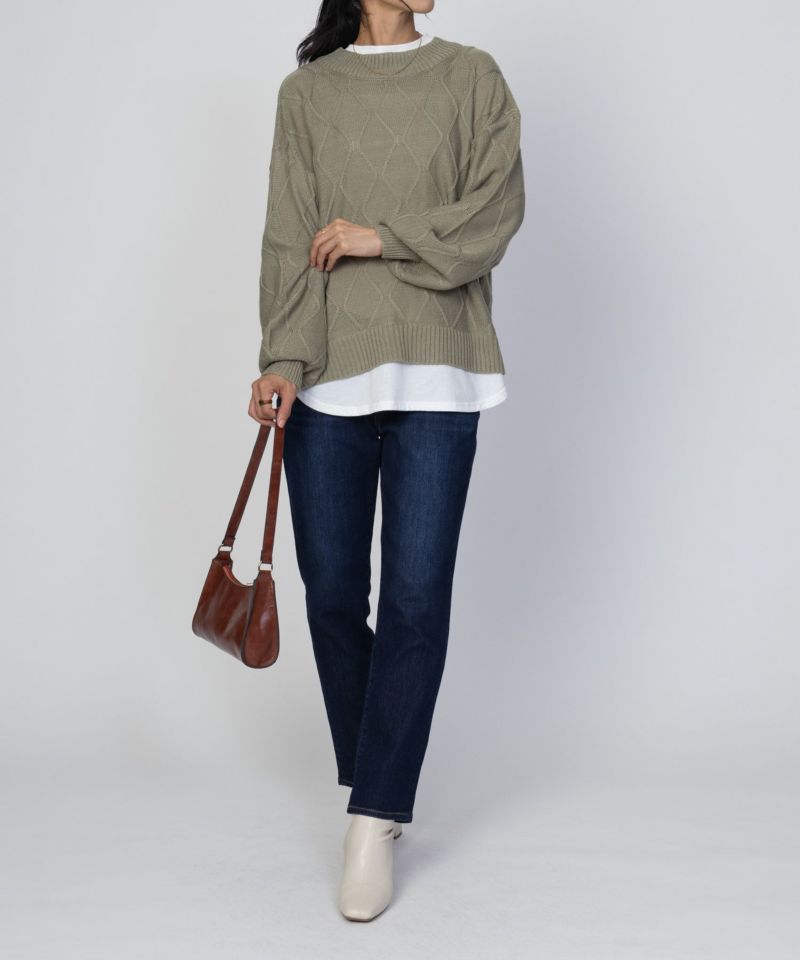 nAvy 時短 フェイクレイヤード ニットプルオーバー レディース商品画像-16