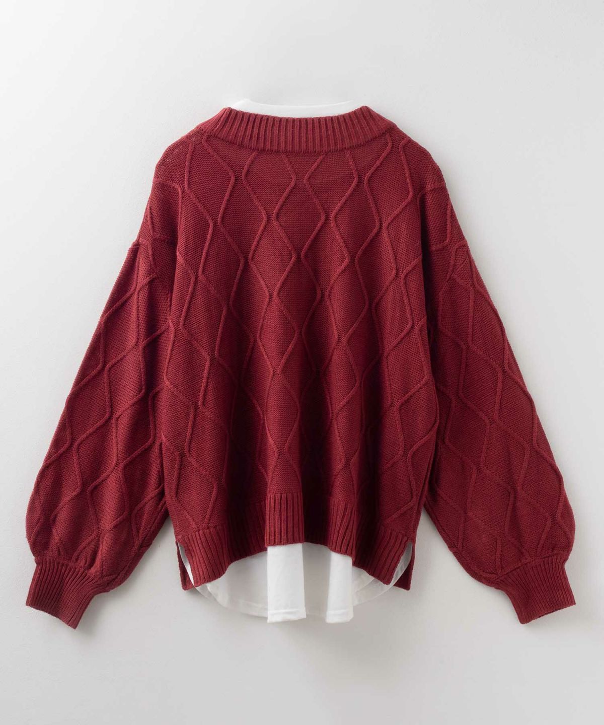 NAVY 時短 フェイクレイヤード ニットプルオーバー レディース