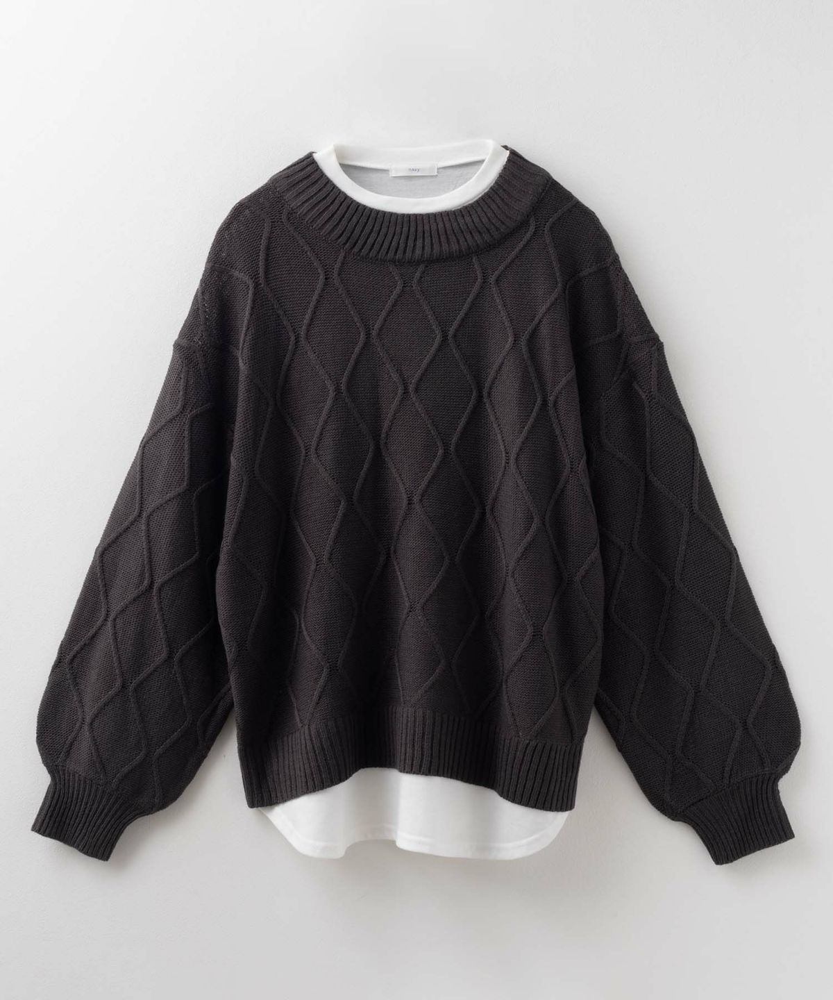 NAVY 時短 フェイクレイヤード ニットプルオーバー レディース