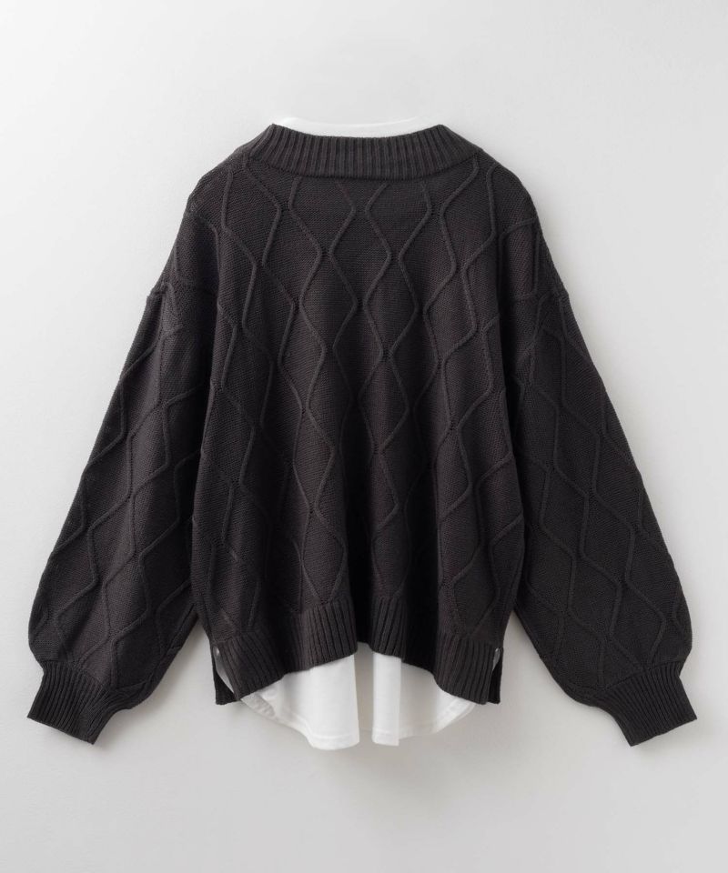 nAvy 時短 フェイクレイヤード ニットプルオーバー レディース