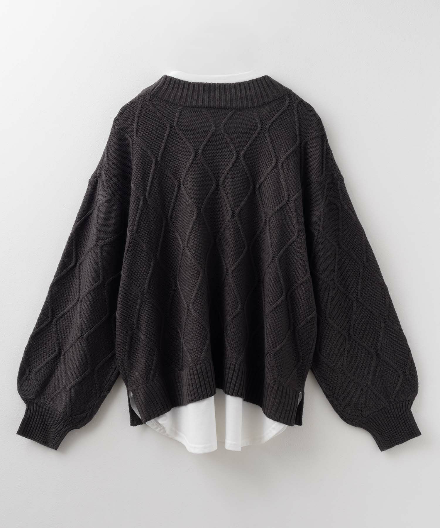 NAVY 時短 フェイクレイヤード ニットプルオーバー レディース