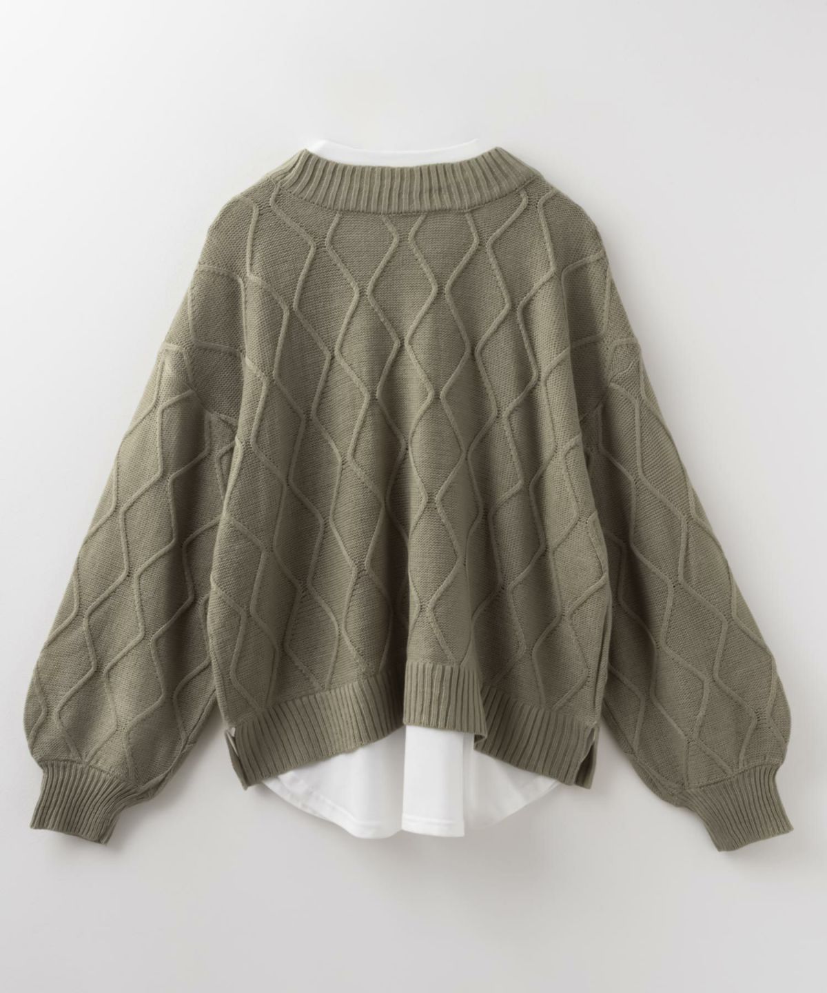 NAVY 時短 フェイクレイヤード ニットプルオーバー レディース