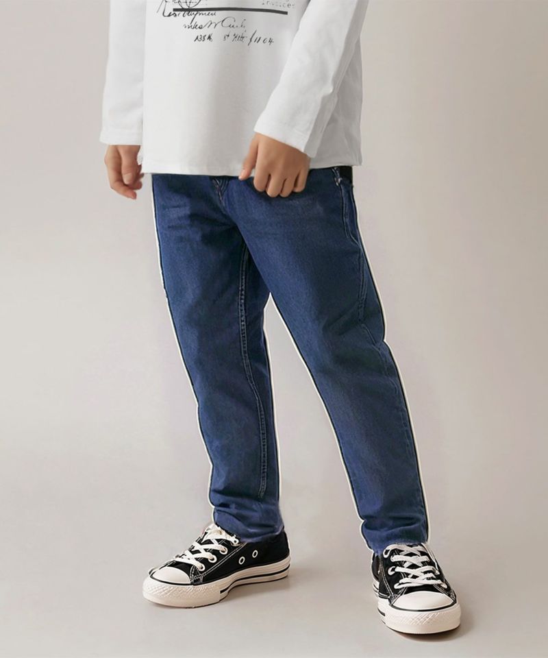 NAVY のびるモン ストレッチデニムストレートパンツ ウエストリブパンツ キッズ商品画像-1